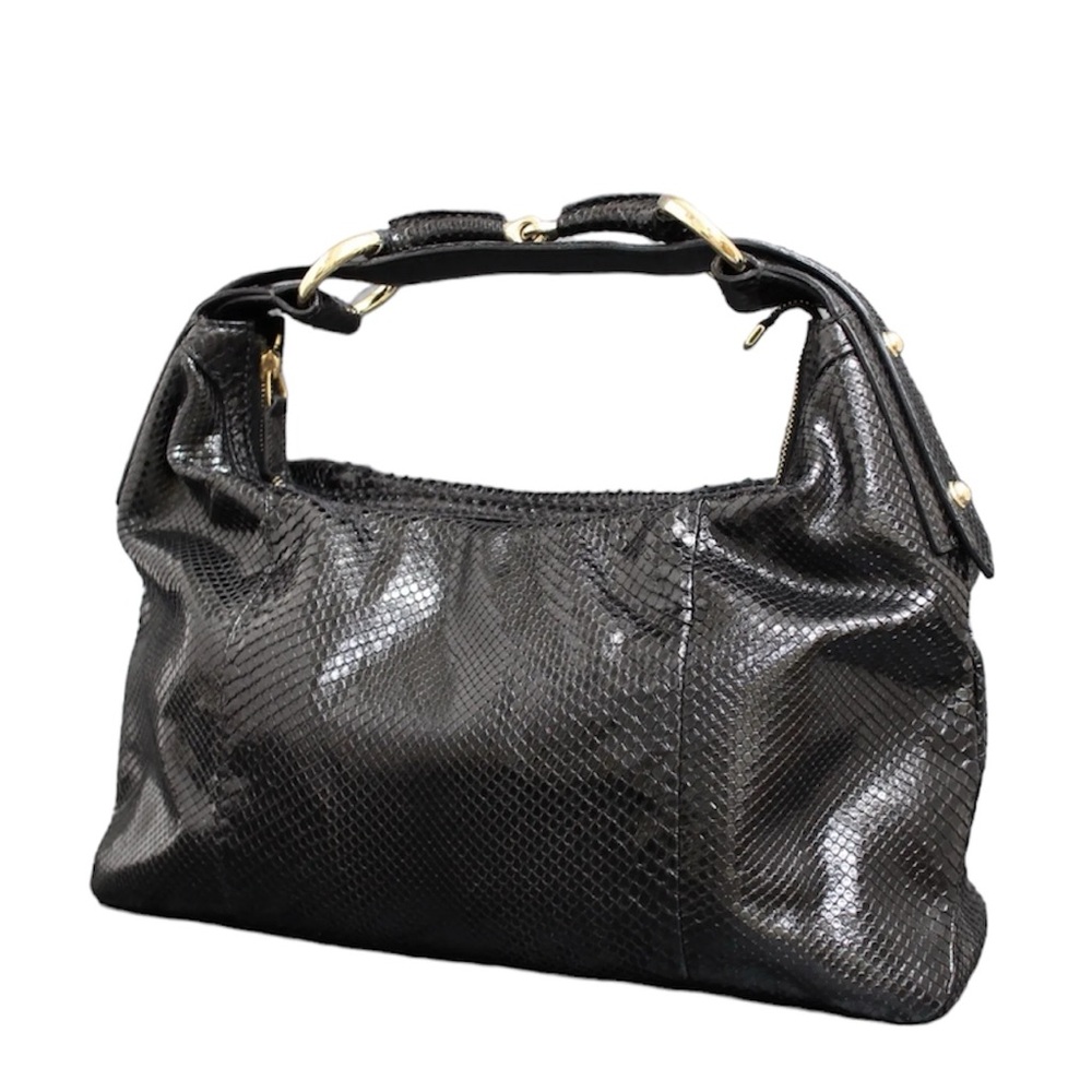 ❌SOLD❌GUCCI
Python Small Horsebit Chain Hobo Black - Picture 1 of 9